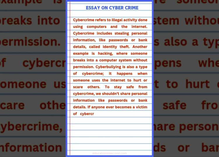 Essay on Cyber Crime In english | 10 lines on cyber crime essay
