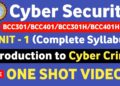Cyber Security | Unit 1 One shot | Introduction to Cyber Crime | Cyber security BCC301/BCC401 |