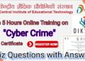 CIET NCERT Training “Cyber Crime” Quiz Questions with Answer#dikshacourse #dikshaquiz #cybercrime