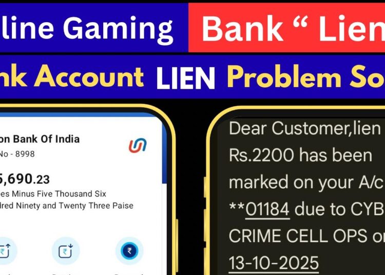 Online gaming BANK ACCOUNT LIEN ! bank account lien ! lien amount cyber crime