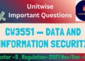 CW3551 – Data & Information Security | Unitwise Important Questions | Nov/Dec 2025 | AuR-2021