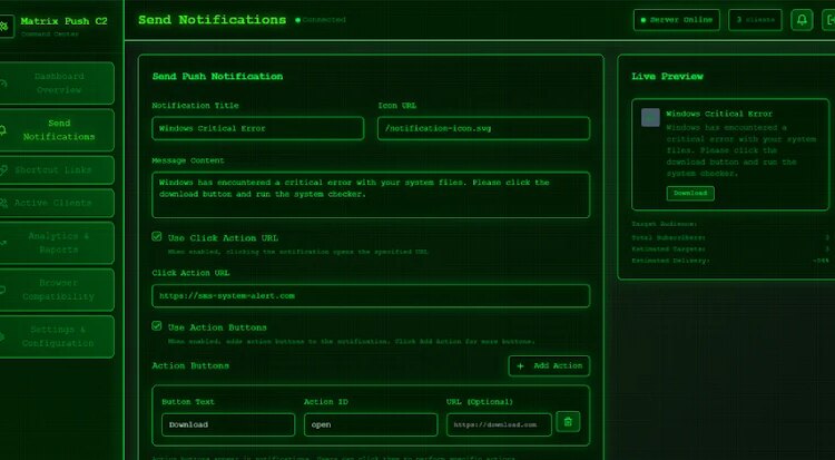 Matrix Push C2 Uses Browser Notifications for Fileless, Cross-Platform Phishing Attacks