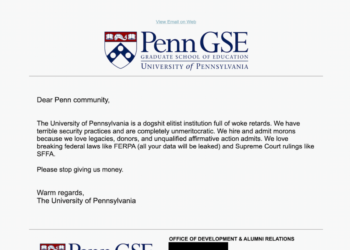 University of Pennsylvania says it wasn’t hacked after a vulgar email was sent to campus community. They were wrong (1) – DataBreaches.Net